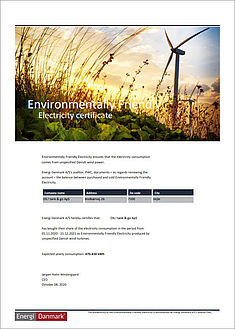 Environmentally Friendly Electricity certificate